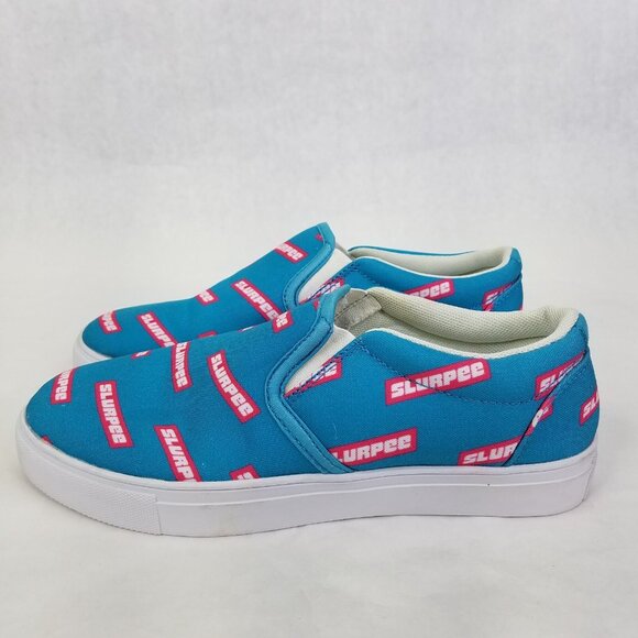 7-Eleven Slurpee Logo Slip-On Shoes Womens Size 6 Aqua Blue Pink Fashion Sneaker - Picture 4 of 12